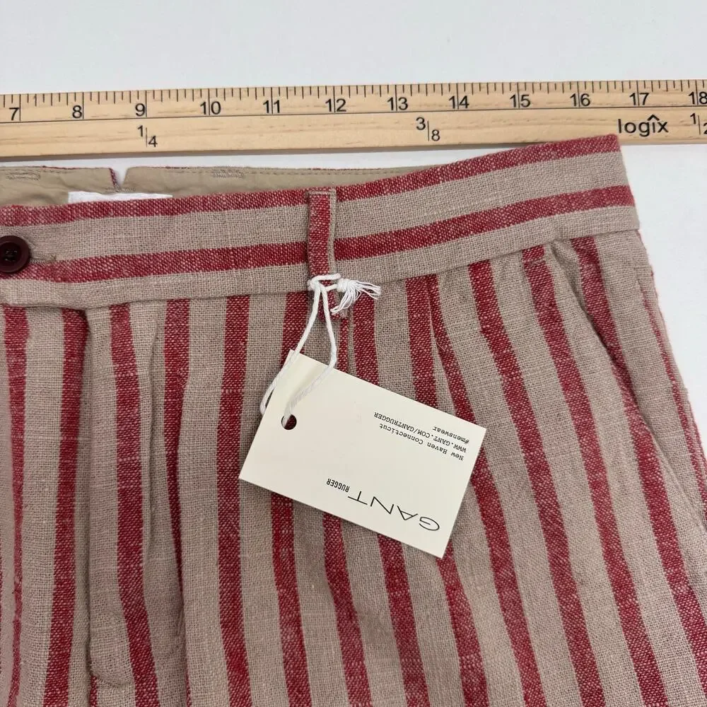 NWT Gant Rugger Linen Cotton Striped Shorts Men's Waist 33